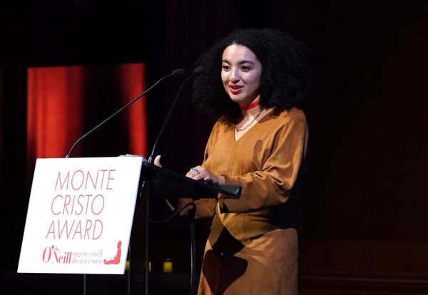 NEW YORK, NEW YORK - NOVEMBER 06: Ruby Gerber speaks onstage while Eugene O'Neill The Photo