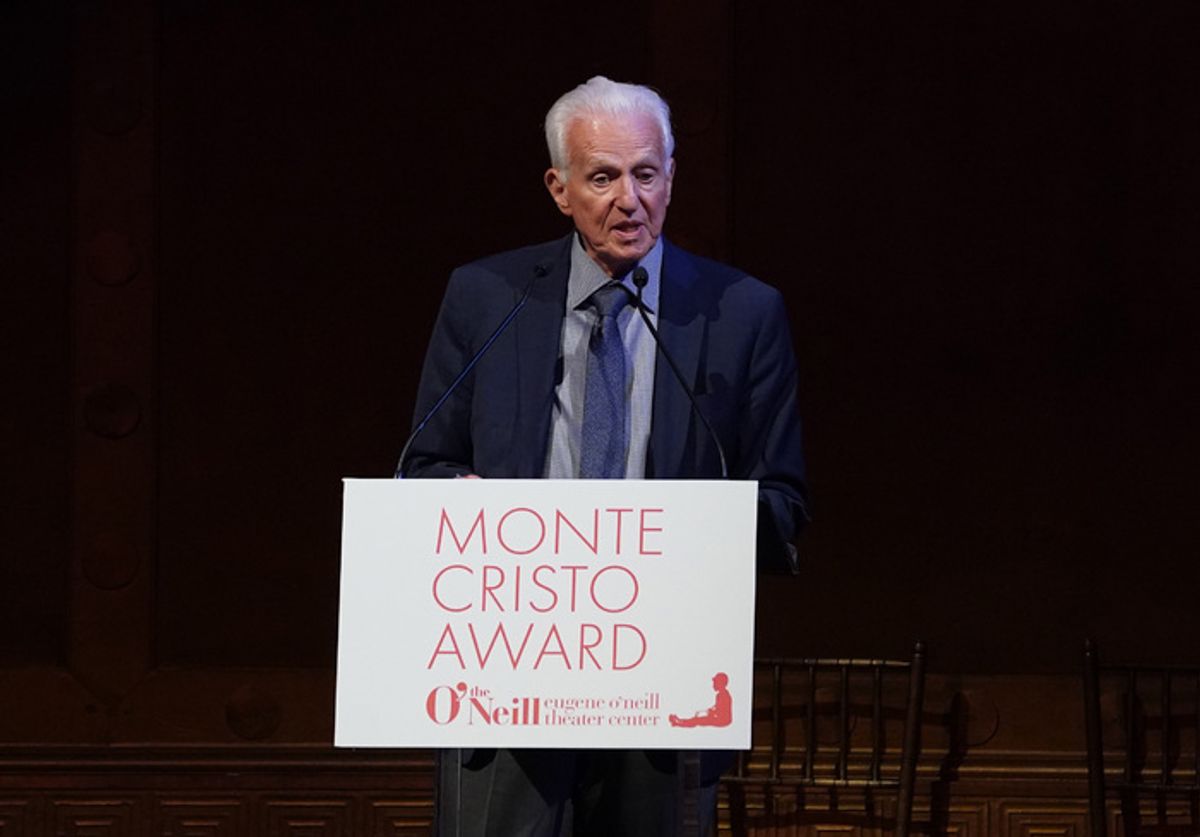 NEW YORK, NEW YORK - NOVEMBER 06: Tom Viertel speaks onstage while Eugene O'Neill Theatre Center Hosts The 22nd Monte Cristo Award Honoring Lynn Nottage at Capitale on November 06, 2023 in New York City. (Photo by Bennett Raglin/Getty Images for Eugene O'Neill Theater   ) at 