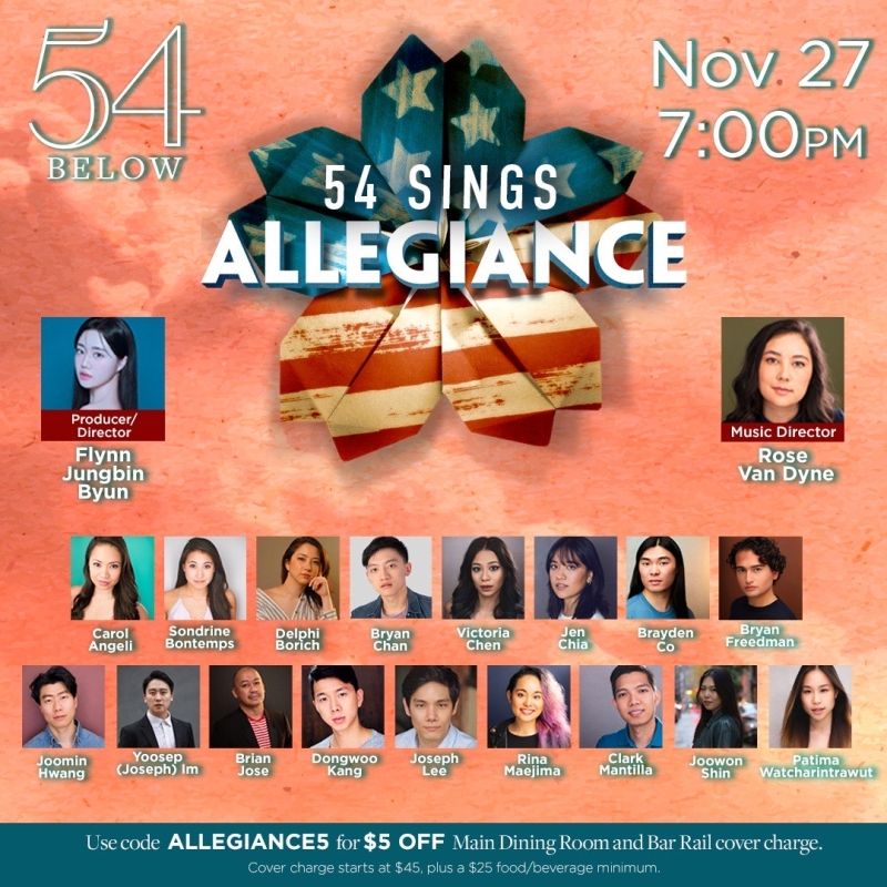 Full AAPI Cast to Perform 54 SINGS ALLEGIANCE at 54 Below  Image