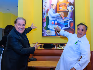 Mark Kostabi, Executive Chef of Fireman Group, Chef Brando De Oliveira Photo