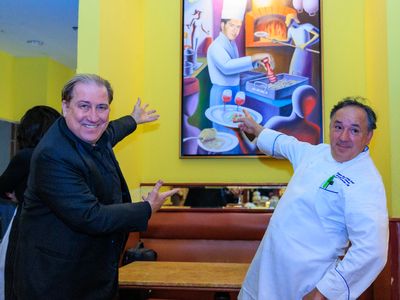 Mark Kostabi, Executive Chef of Fireman Group, Chef Brando De Oliveira Photo