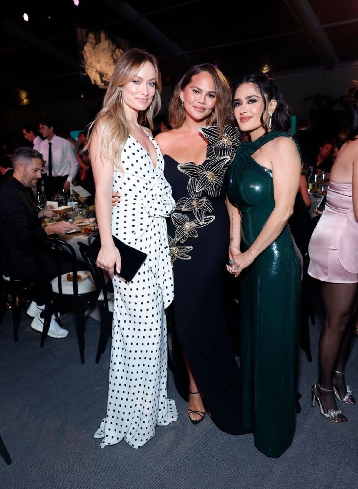 Olivia Wilde, Chrissy Teigen, and Salma Hayek Pinault at 
