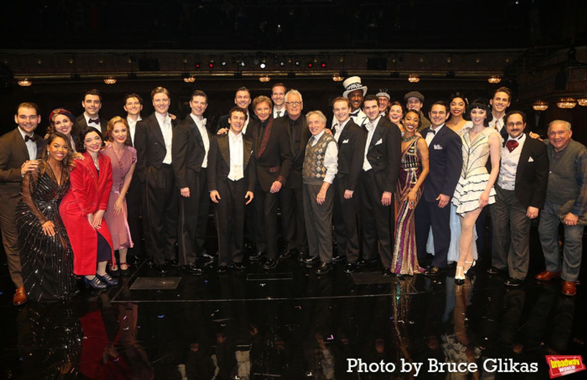 Barry Manilow, Bruce Sussman and Warren Carlyle with The Cast of 'Harmony' at 