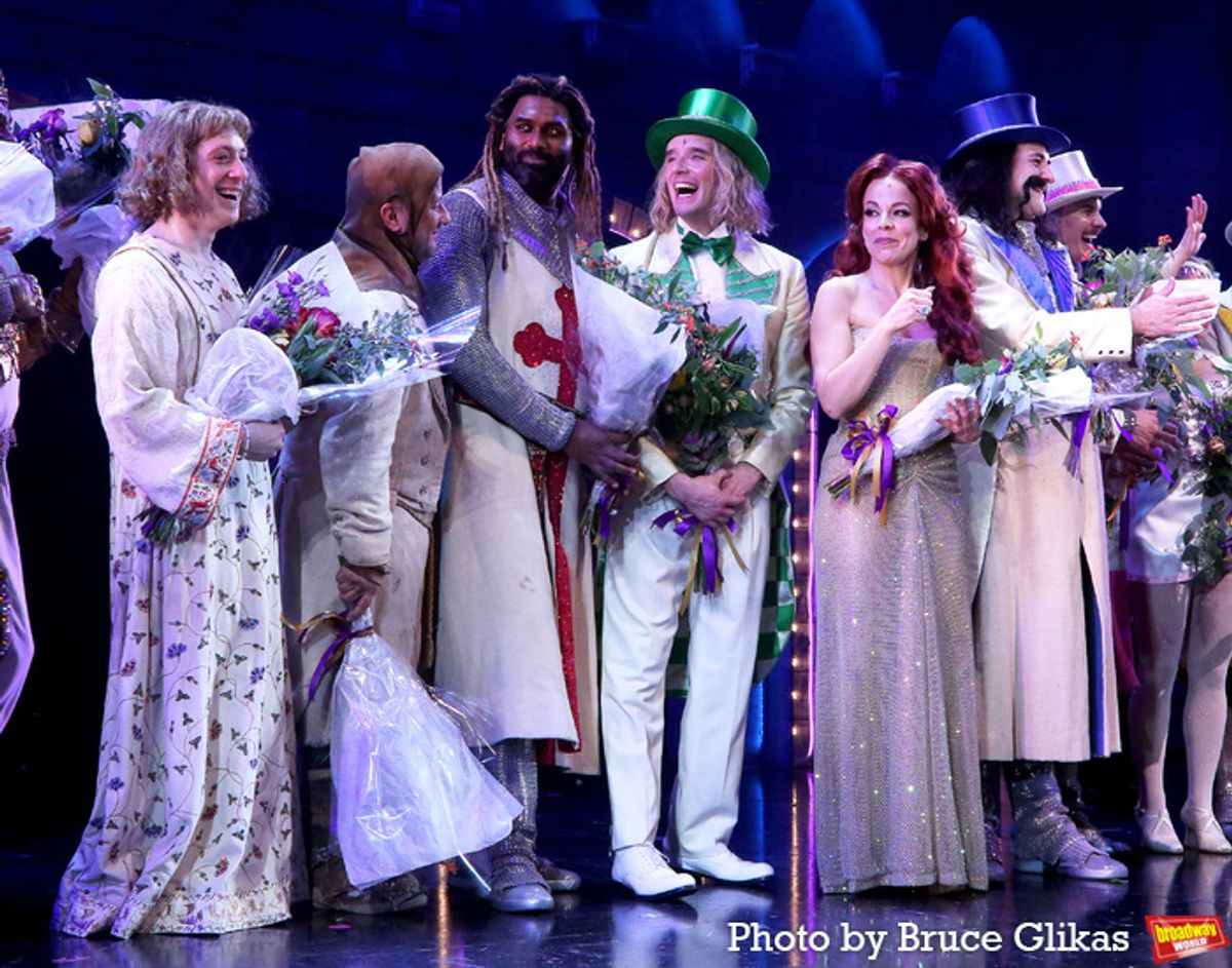 Ethan Slater, Christopher Fitzgerald, Nik Walker, Michael Urie, Leslie Kritzer and Jimmy Smagula at 