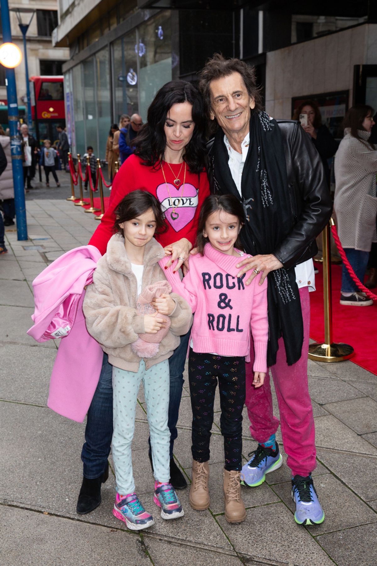 Sally Wood, Ronnie Wood & children at 