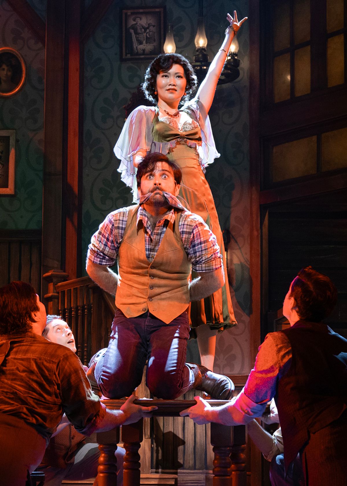 Candice Hatakeyama, Barrett Riggins, and Cast Members of Crazy for You at 