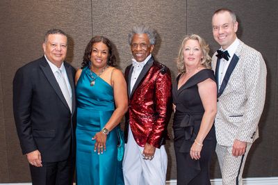 Frank Jones and wife Demetra, Andre De Shields, Hillary Hart, Dan Knechtges Photo