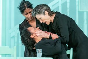 Rosalind Eleazar (Angustias), Thusitha Jayasundera (Poncia) and Harriet Walter (Berna Photo