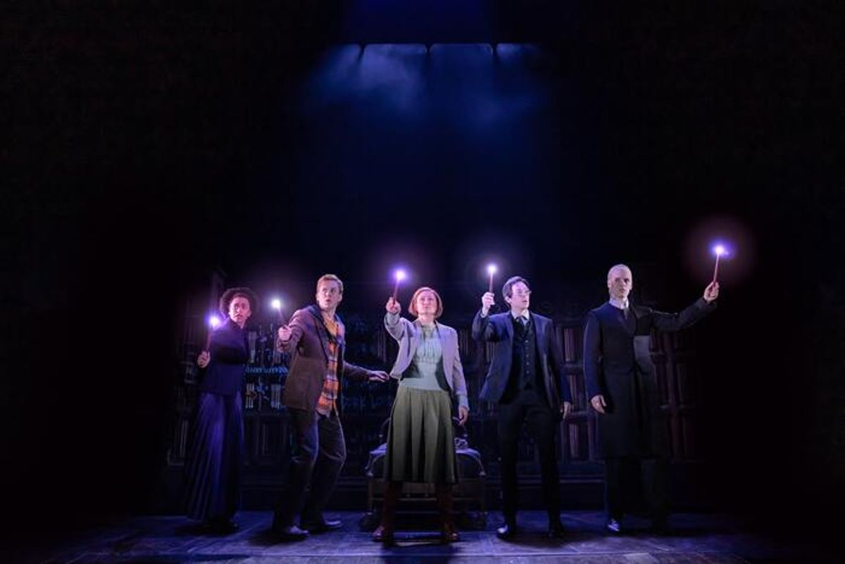 Daniel Fredrick as Ron Weasley, Cara Ricketts as Hermione Granger, Angela Reed as Ginny Potter, Steve Haggard as Harry Potter and Aaron Bartz at 