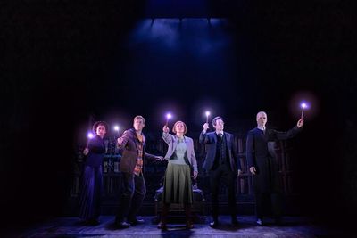 Daniel Fredrick as Ron Weasley, Cara Ricketts as Hermione Granger, Angela Reed as Gin Photo