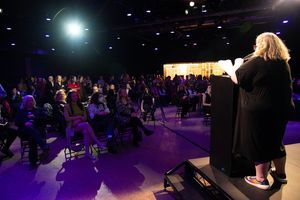 Randi Berry and the crowd at The Big Give Photo