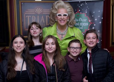Doris Dear and Cooper daSilva with his school and theater mates from Long Island Photo