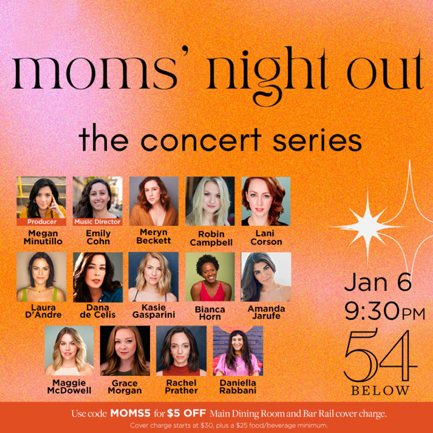 Cast Set for Third Volume of MOMS' NIGHT OUT at 54 Below  Image
