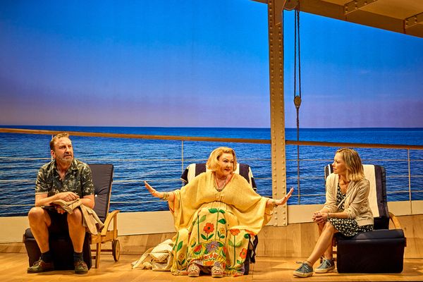 Lee Mack, Frances Barber, and Sarah Alexander Photo