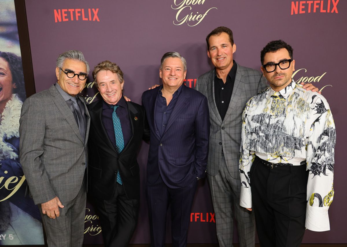 Eugene Levy, Martin Short, Ted Sarandos, Co-CEO of Netflix, Scott Stuber, and Dan Levy at 