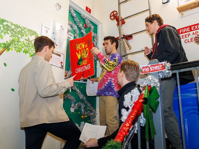 Photos: The Comedian Harmonists of HARMONY Judge HADESTOWN Holiday Dressing Room Door Contest — photo 1 of 13