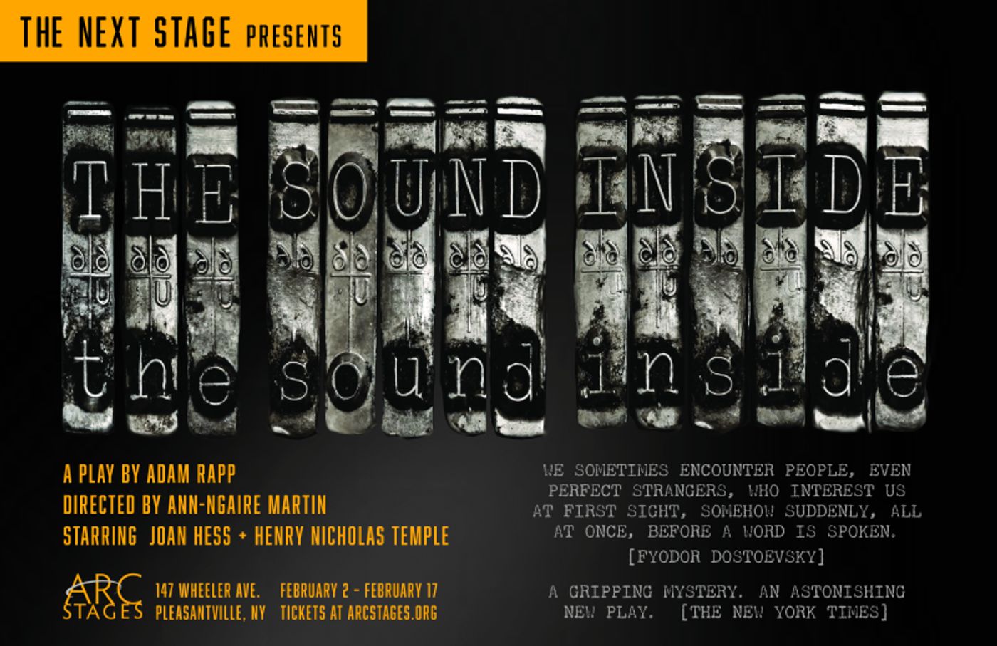 Arc Stages to Present THE SOUND INSIDE by Adam Rapp in February  Image