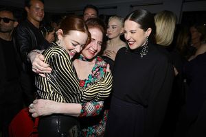 Emma Stone, Lynn Hirschberg, Julia Garner, and W Magazine Editor-in-Chief Sara Moonve Photo