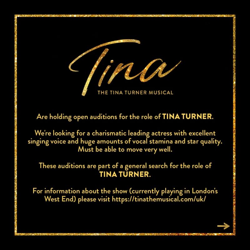 Open Auditions Announced for Role of Tina Turner in TINA: THE TINA TURNER MUSICAL Open Auditions Announced for Role of Tina Turner in TINA: THE TINA TURNER MUSICAL Image