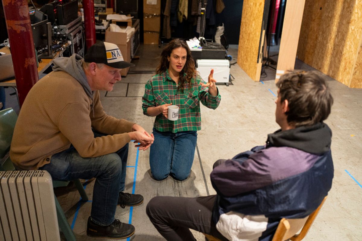 Thomas Ostermeier, Jessica Brown Findlay, Zachary Hart at 