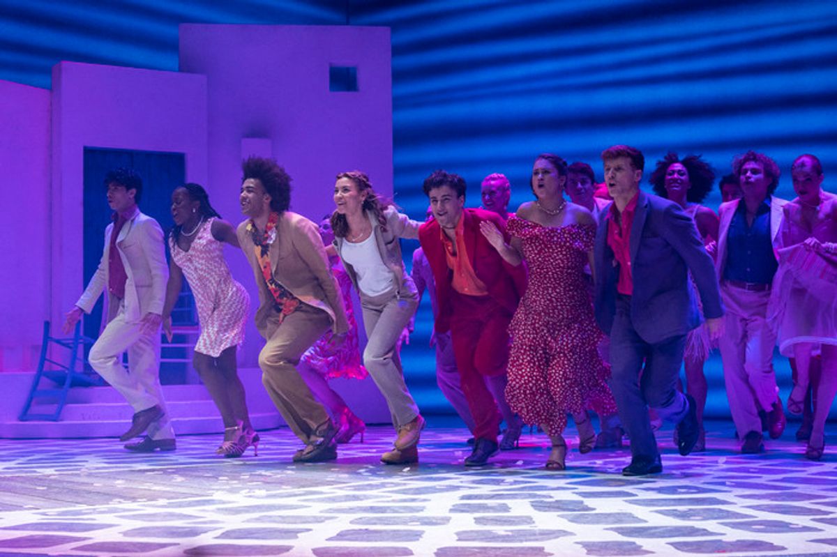 London, UK, Monday, 29th January 2024 Stevie Doc and cast of Mamma Mia on stage for the curtain call of the first performance of Stevie Doc and Tobias Turley, winners of ITV’s Mamma Mia! I have a dream, In Mamma Mia at the Novello Theatre. Credit: DavidJensen  at 