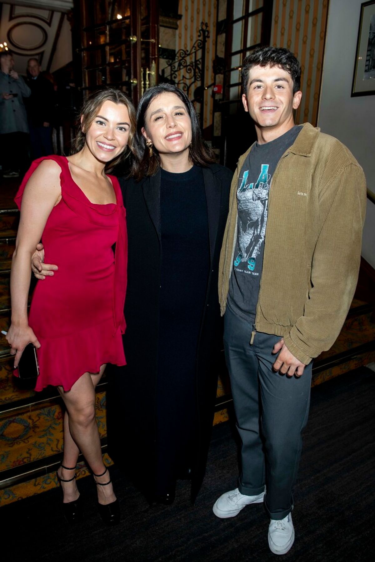 London, UK, Monday, 29th January 2024 Stevie Doc, Jessie Ware and Tobias Turley at the afterparty for the first performance of Stevie Doc and Tobias Turley, winners of ITV’s Mamma Mia! I have a dream, In Mamma Mia at the Novello Theatre. Credit: DavidJensen  at 