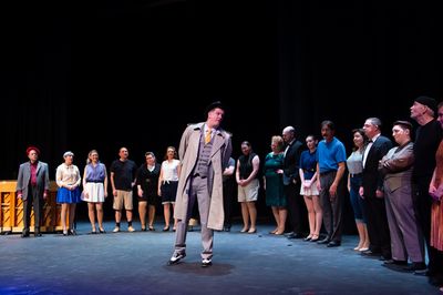 The cast of Kander & Ebb''s CURTAINS at the Milburn Stone Theatre Photo