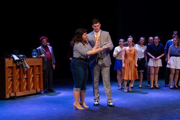 The cast of Kander & Ebb''s CURTAINS at the Milburn Stone Theatre Photo