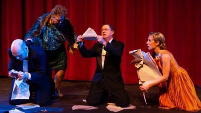 The cast of Kander & Ebb''s CURTAINS at the Milburn Stone Theatre Photo