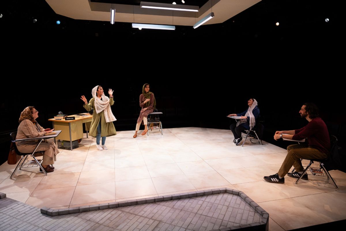 Mary Apick, Ari Derambakhsh, Pooya Mohseni, Tara Grammy, and Joe Joseph in The Old Globe’s production of English at 