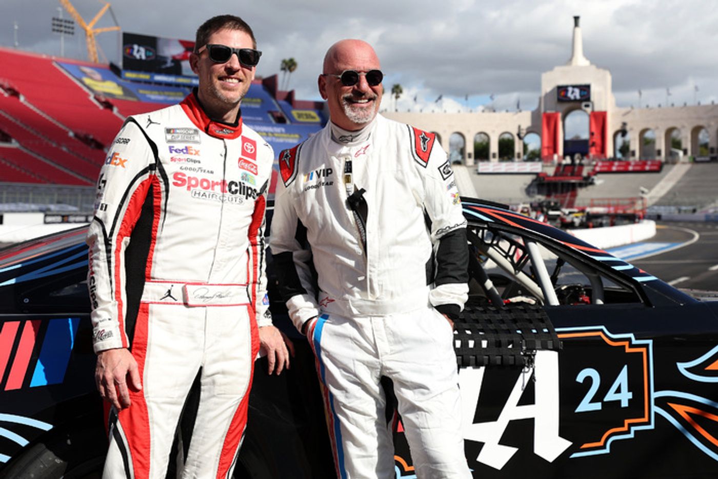 Photos: Harry Jowsey, Howie Mandel, Skeet Ulrich, and More Whip Around LA Coliseum Ahead of 2024 NASCAR Clash  Image