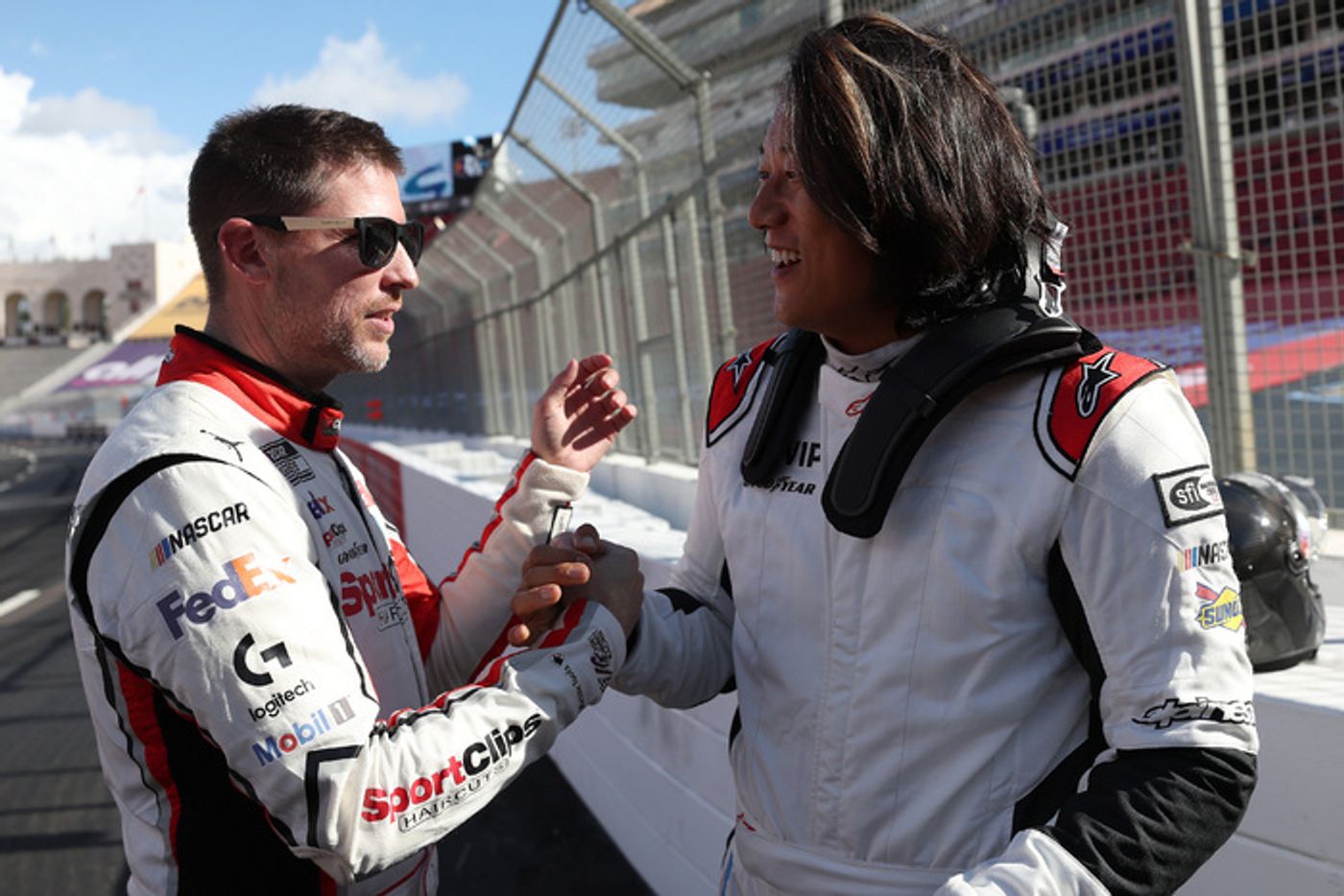 Photos: Harry Jowsey, Howie Mandel, Skeet Ulrich, and More Whip Around LA Coliseum Ahead of 2024 NASCAR Clash  Image