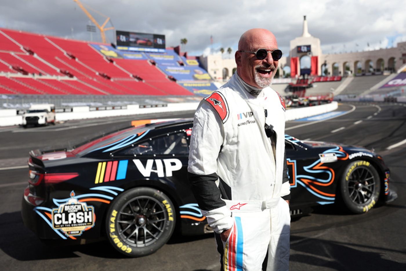 Photos: Harry Jowsey, Howie Mandel, Skeet Ulrich, and More Whip Around LA Coliseum Ahead of 2024 NASCAR Clash  Image