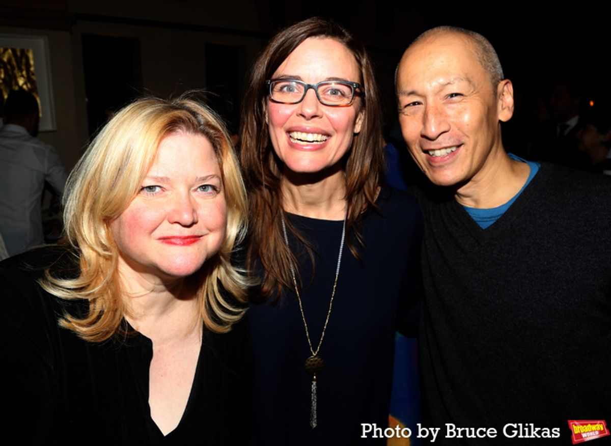 Encores! Music Director Mary-Mitchell Campbell, Encores! Artistic Director/Director Lear deBessonet and Francis Jue at 