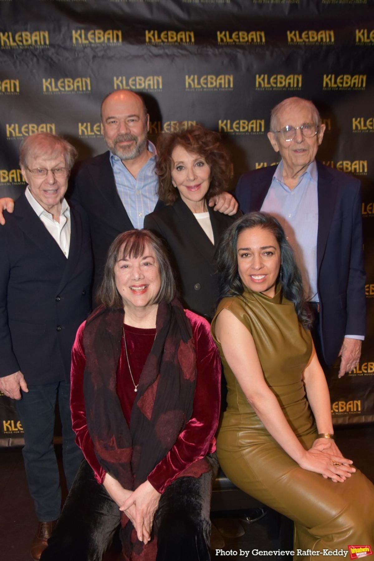Maury Yeston, Danny  Burstein, Andrea Martin and Richard Maltby, Jr, with tithe Kelban 2024 Prize Winners Lisa Loomer and Rona Siddiqui at 