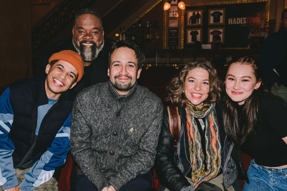 Jordan Fisher, Phillip Boykin, Lin-Manuel Miranda, Ani DiFranco, and Lola Tung at 