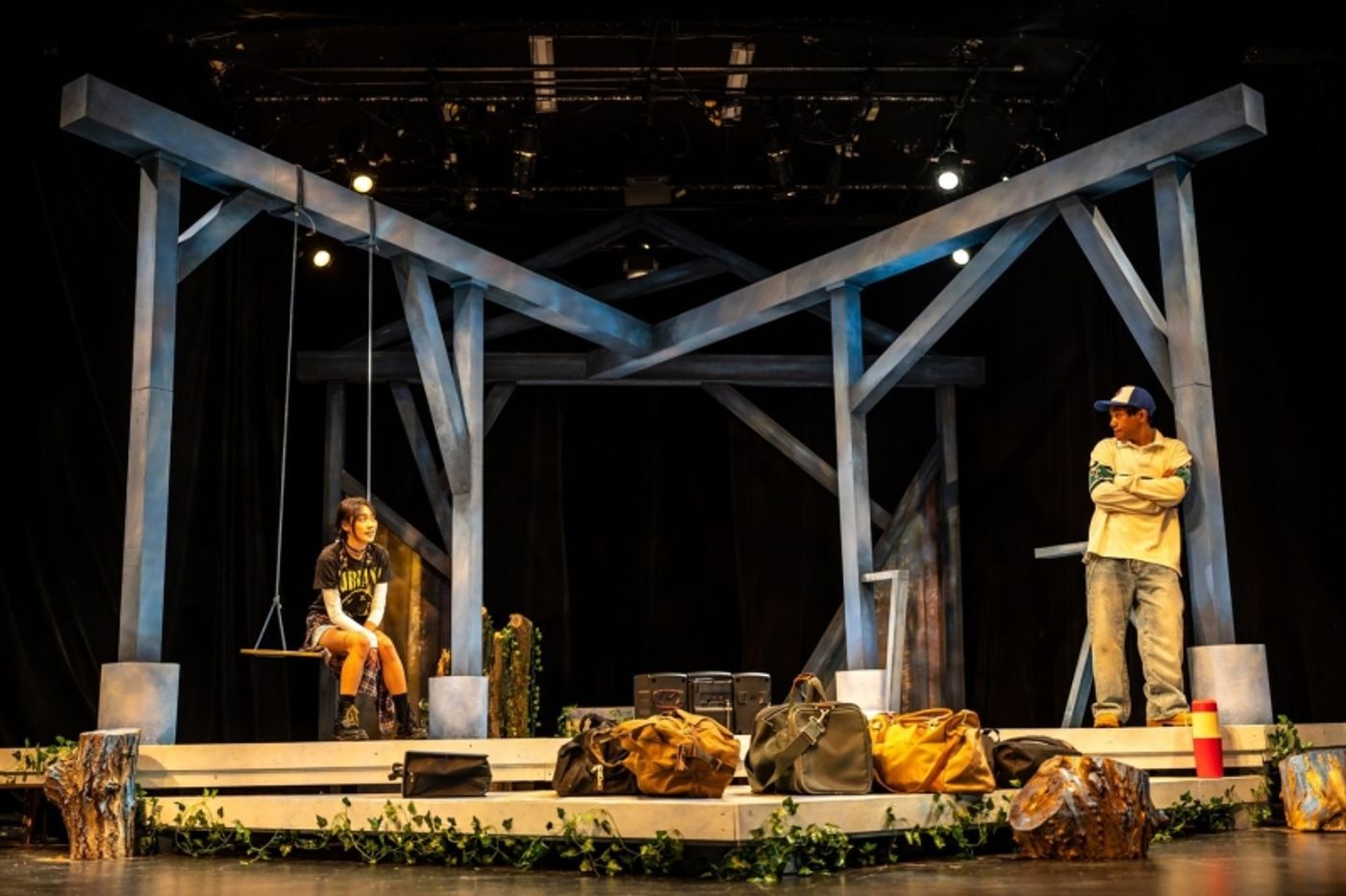 Ericka Leobrera and Anthony Perpuse in The Waltz by Marie Beath Badian. Set & Costume Design by Jackie Chau, Lighting Design by Michelle Ramsay, Photo by Dahlia Katz.