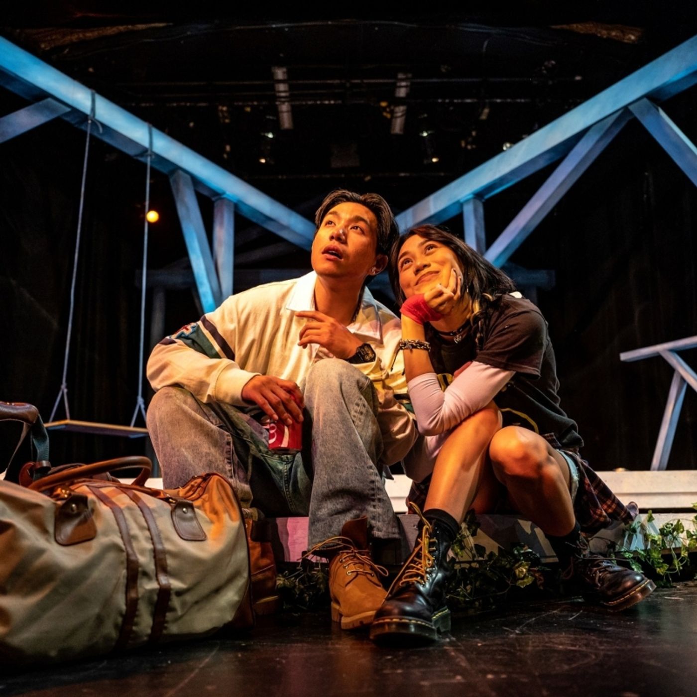 Ericka Leobrera and Anthony Perpuse in The Waltz by Marie Beath Badian. Set & Costume Design by Jackie Chau, Lighting Design by Michelle Ramsay, Photo by Dahlia Katz.