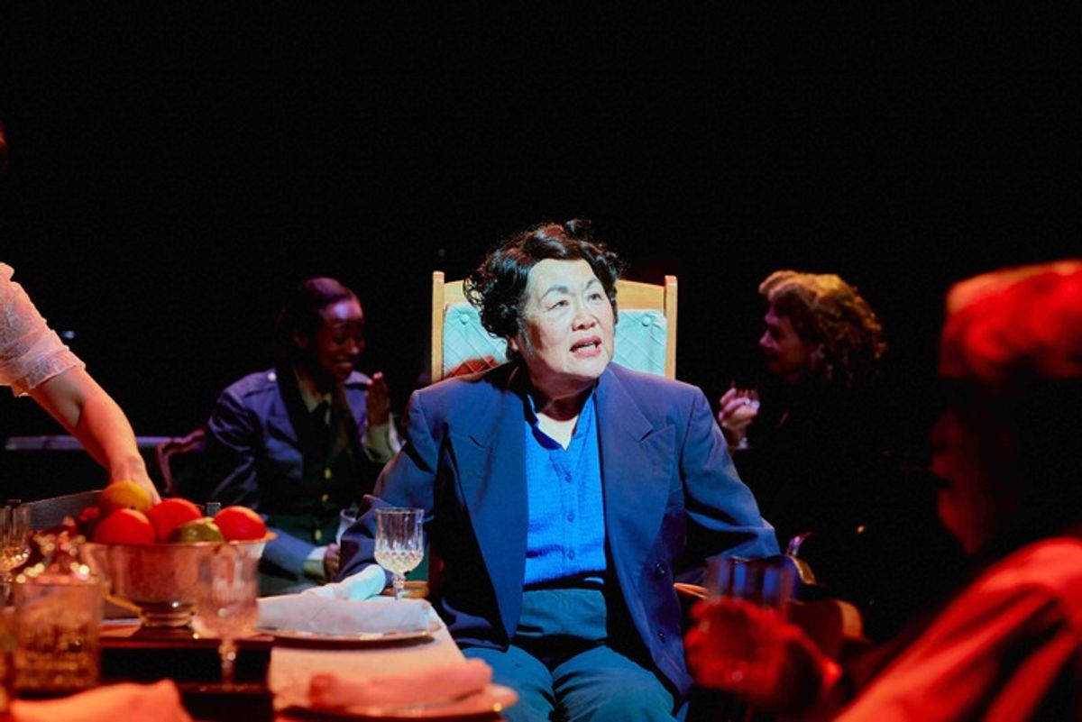 Emily Kuroda (center) and the cast of THREE at 