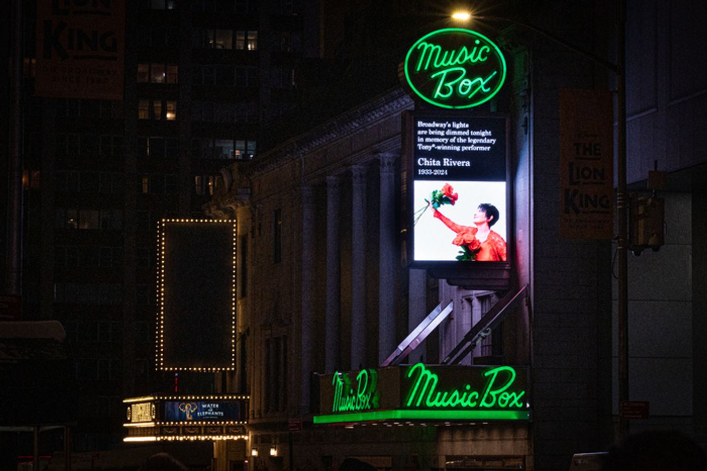 Photos: Broadway Theatres Dim Lights in Memory of Chita Rivera  Image