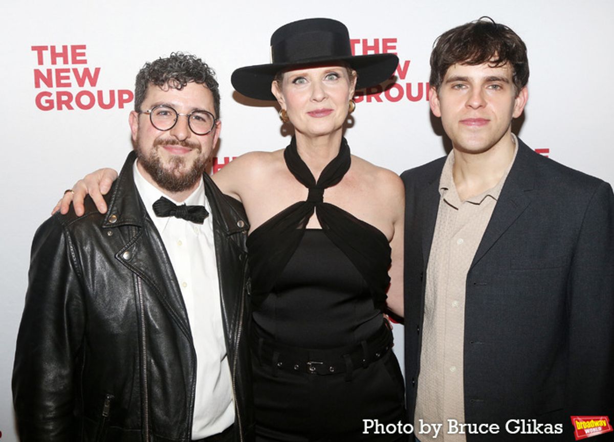 Playwright Jordan Seavey, Cynthia Nixon and Taylor Trensch  at 
