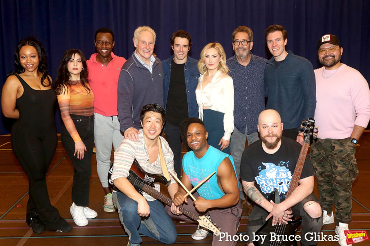 (Back Row L-R) Tamika Lawrence, Zoe Jensen, Josh Breckenridge, John Dossett, Corey Cott, McKenzie Kurtz, Huey Lewis, Billy Harrington Tighe and Orville Mendoza (Bottom Row L-R) Raymond J. Lee, John Michael Lyles and F. Michael Haynie at 