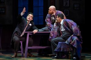 Ramin Karimloo (Piquillo), Jonathan Patton (Don Pedro), and Sahel Salam (Panatellas)  Photo