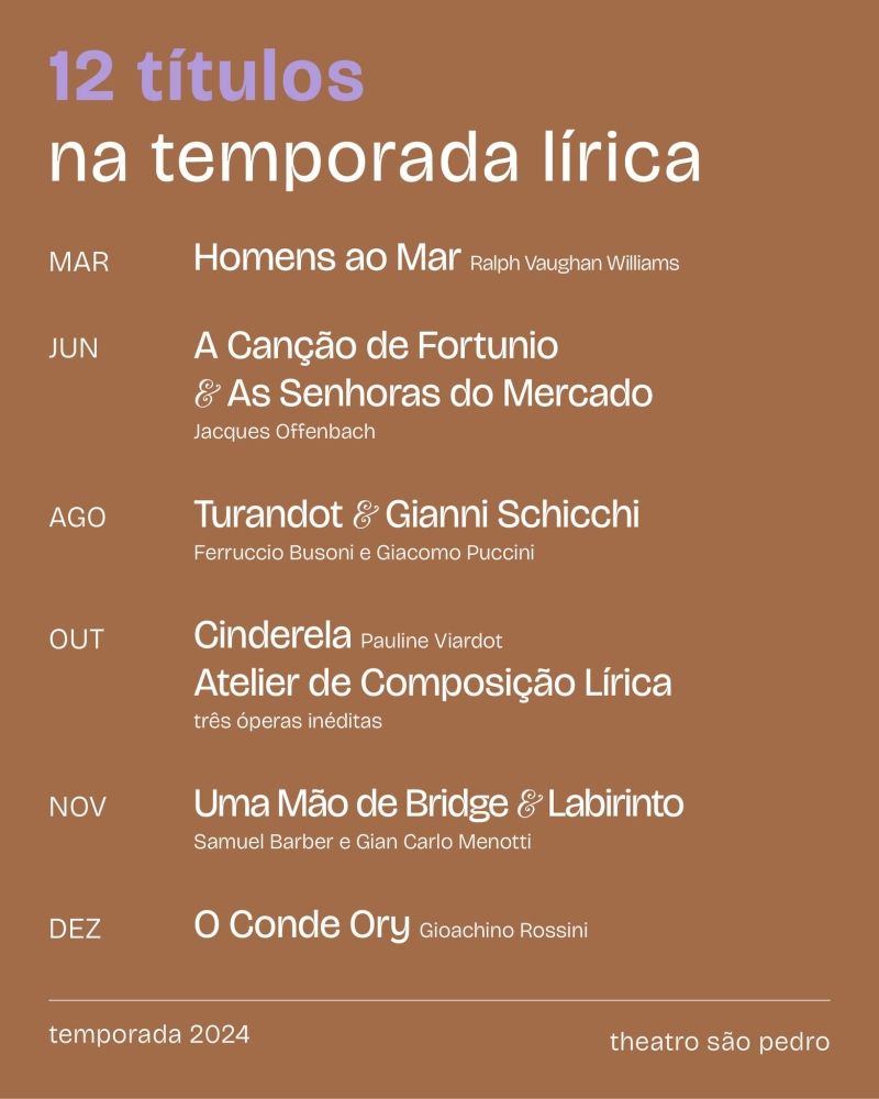 PUCCINI, BUSONI, OFFENBACH and ROSSINI Announced Among the Attractions of Theatro Sao Pedro's 2024 Season  Image