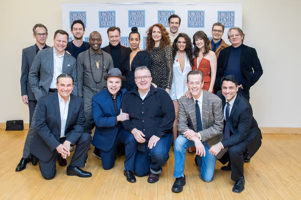 The cast and creatives with Tom Watson Photo