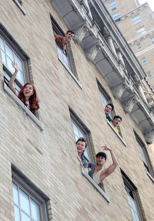 Emma Pittman and The cast of "The Outsidetrs" wave!
 Photo