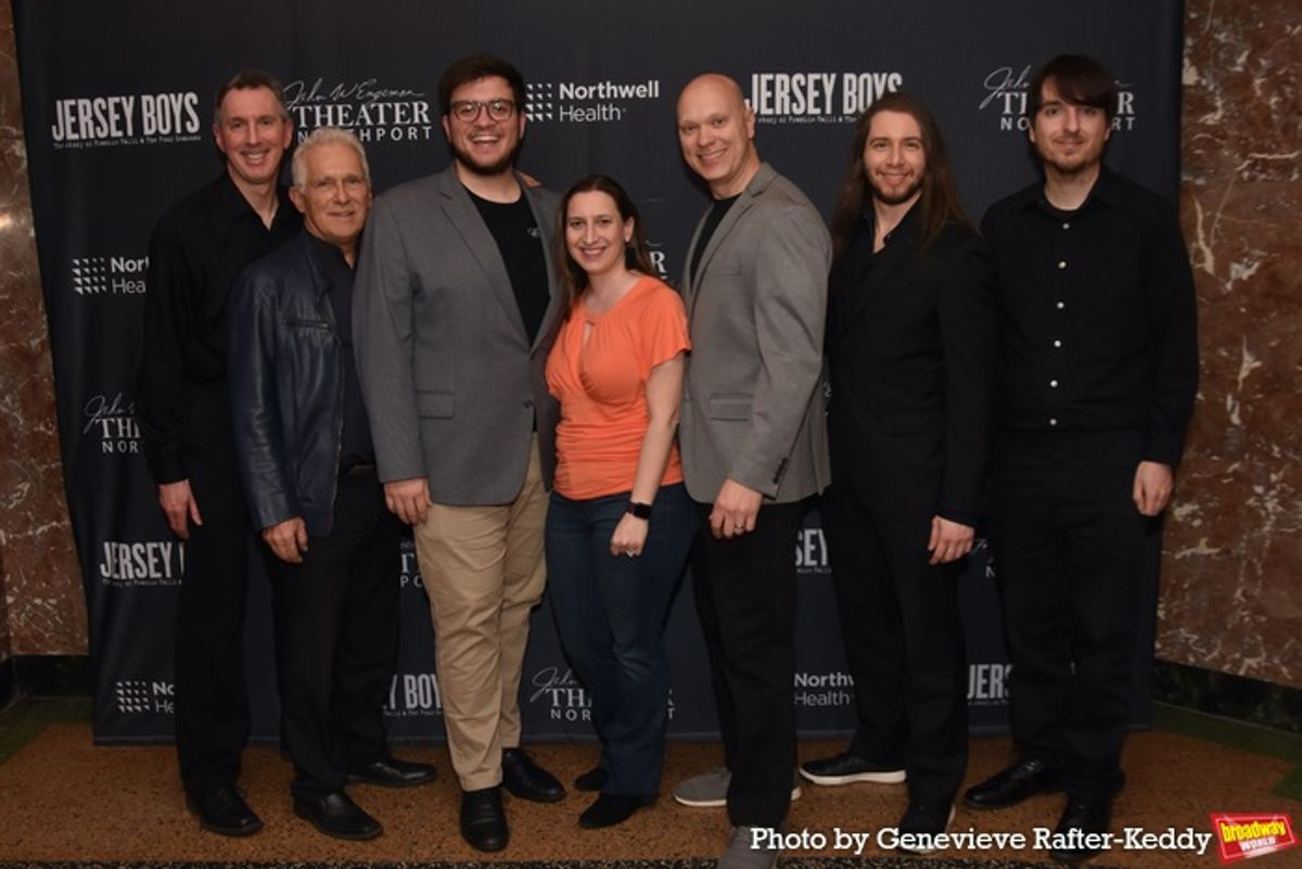 Tonight's Band-Music Director Benjamin Stayner  and Sound Designer Laura Shubert with Brian Sweeney, Bob Dalpiaz, Joel Levy, Russell Brown, Justin Goldat and Jim Waddell at 