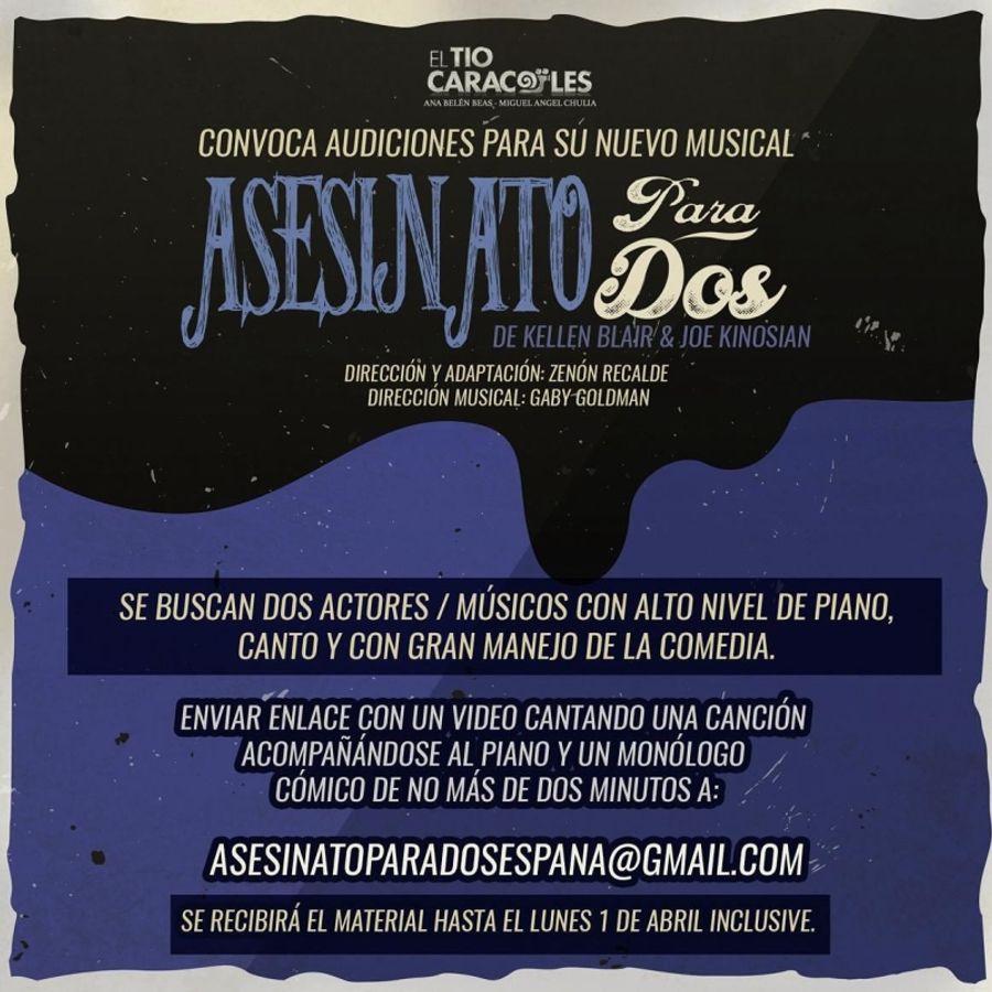 ASESINATO PARA DOS abre proceso de audiciones  Image
