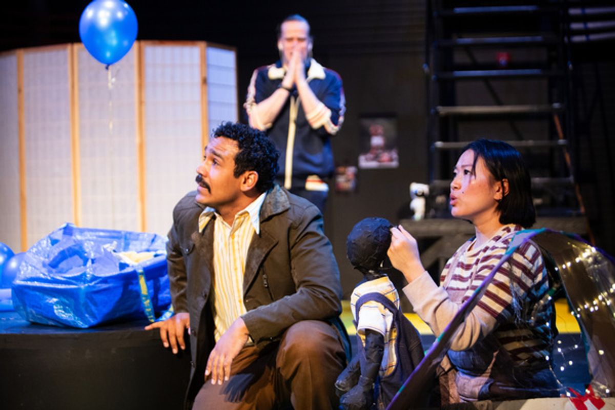 Jeff Ararat, Teddy Lytle, and Sara States in WOLF PLAY at Wilbury Theatre Group; photo by Erin X. Smithers. at 