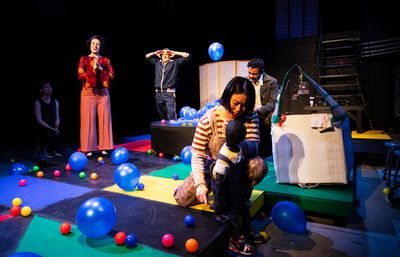 Beth Alianiello, Teddy Lytle, Sara States, and Jeff Ararat in WOLF PLAY at Wilbury Th Photo